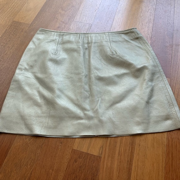 light gold genuine leather mini skirt - Picture 1 of 4